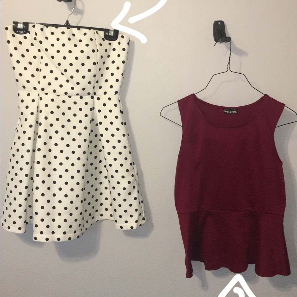 Peplum top and strapless dress